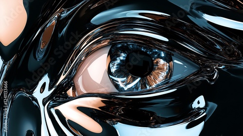 Wallpaper Mural Abstract Metallic Eye Closeup: A Digital Art Exploration of Form and Texture Torontodigital.ca