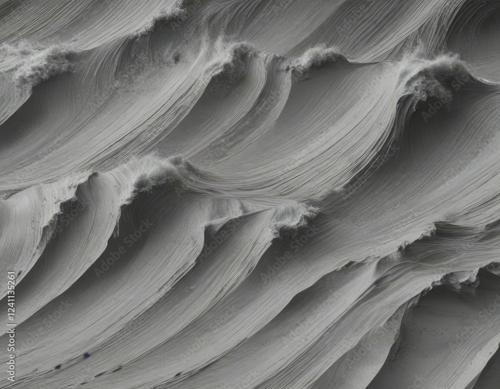 Obraz premium Monochromatic grayscale wave design on a textured surface, textured, retro, minimalistic