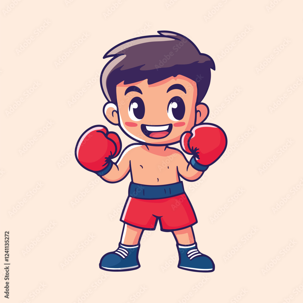 A young male boxer with red boxing gloves a red vetor illustration A young male boxer with red boxing gloves a red vetor illustration