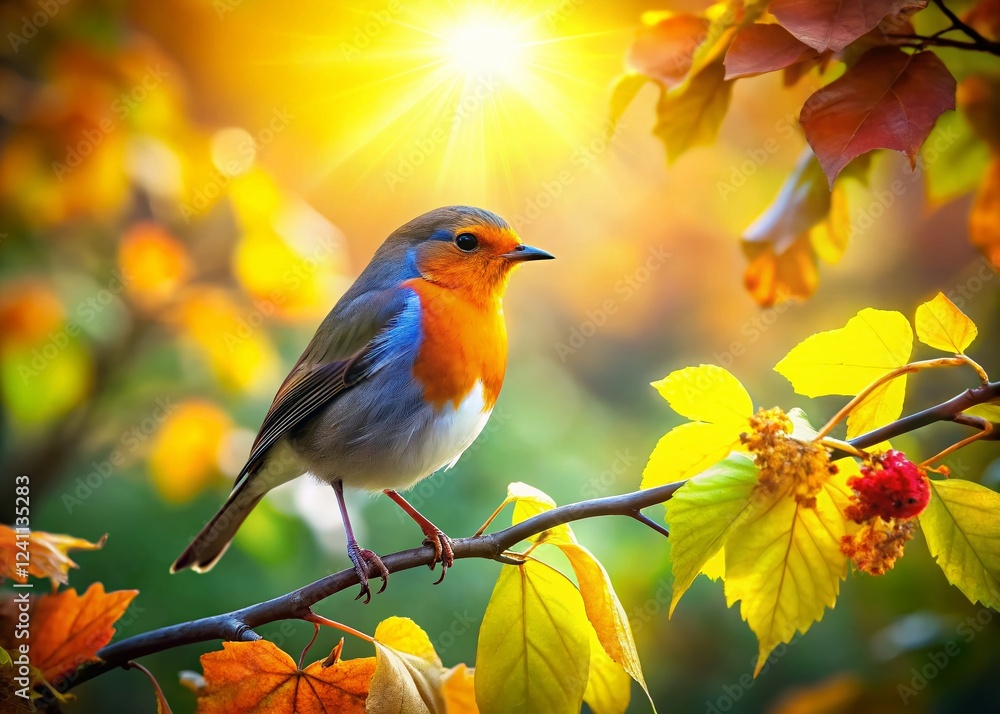 Majestic Bird Perched on Autumn Branch, Aerial View, Vivid Colors, Nature Photography Majestic Bird Perched on Autumn Branch, Aerial View, Vivid Colors, Nature Photography