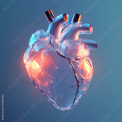 3D Heart on a Blue Background