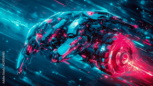 Cybernetic Hand in Motion: Futuristic Speed Art photo