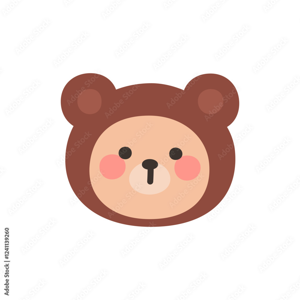 Korean Style Bear Cartoon with Brown Hood Bear Hat Korean Style Bear Cartoon with Brown Hood Bear Hat