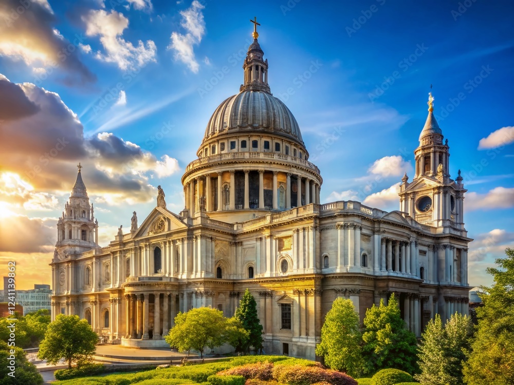 Obraz premium Majestic St. Paul's Cathedral London Skyline, Iconic Dome, Cityscape View