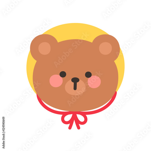 Style Bear Head Cartoon with Yellow Sun Bonnet