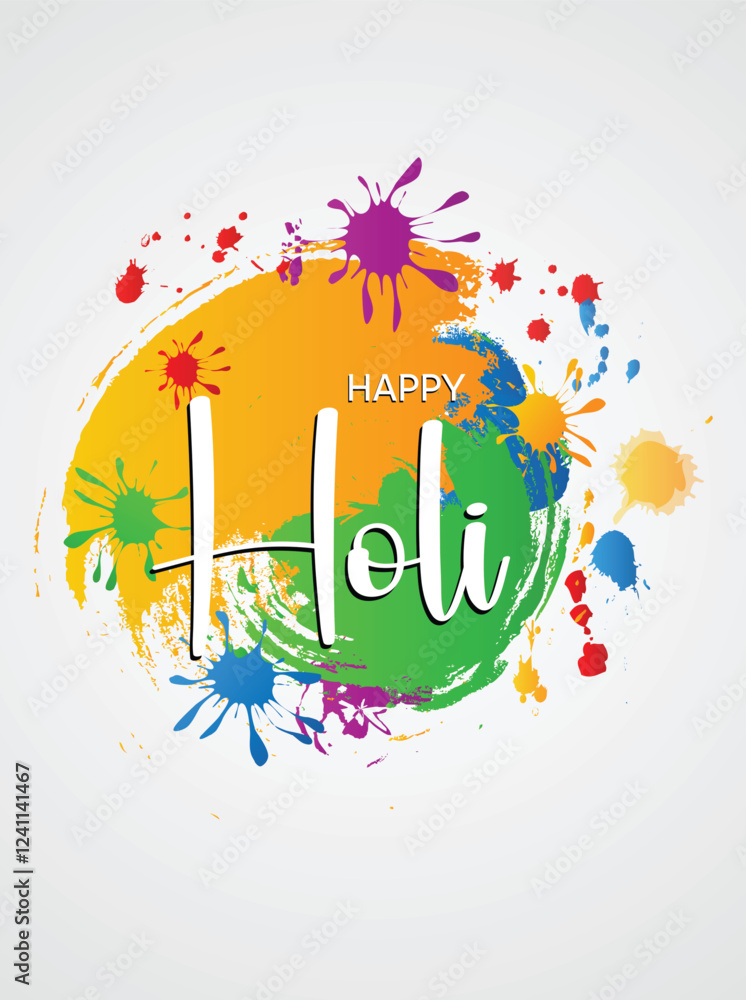 Φωτογραφία Happy Holi Indian Festival of colors color splash vector poster