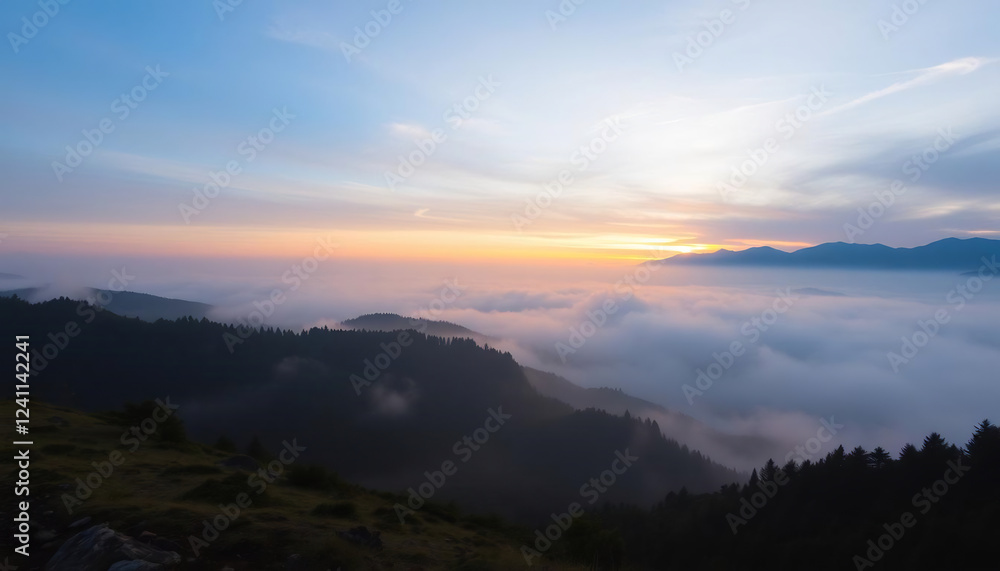 Sunrise Over a Misty Mountain Valley Sunrise Over a Misty Mountain Valley