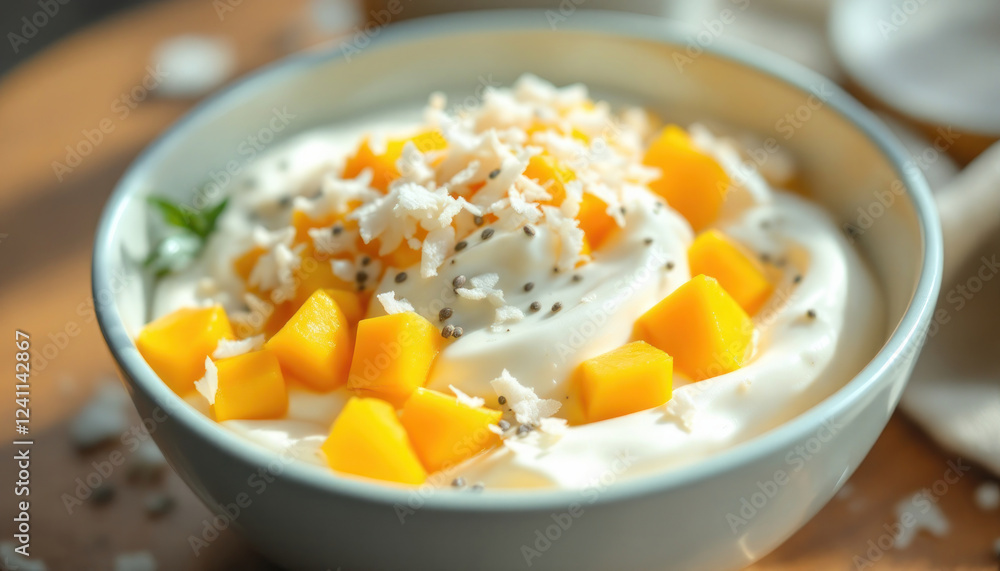 Creamy Yogurt Bowl Topped With Mango And Coconut Creamy Yogurt Bowl Topped With Mango And Coconut
