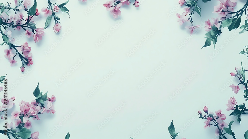 Spring blossom frame, pastel background Spring blossom frame, pastel background