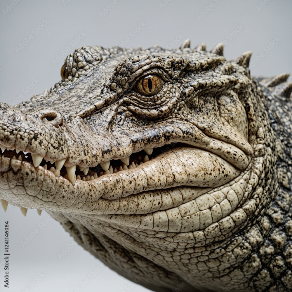 Obraz premium A baby crocodile sitting on a pure white surface.