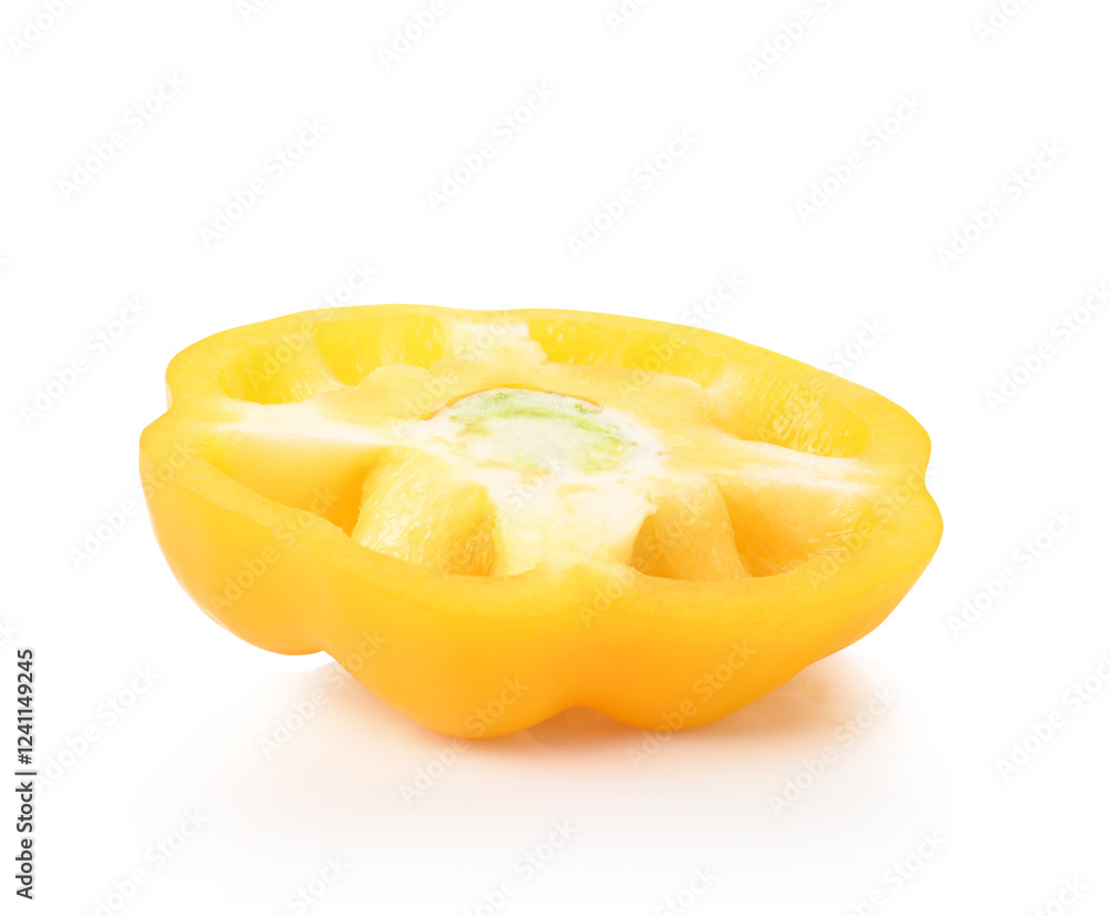 Slice of Sweet yellow pepper. Isolated on a white background. Slice of Sweet yellow pepper. Isolated on a white background.