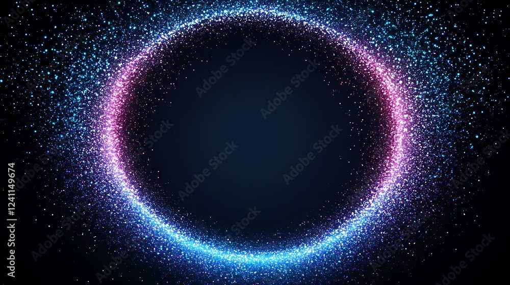 Glowing ring, dark space, particles Glowing ring, dark space, particles