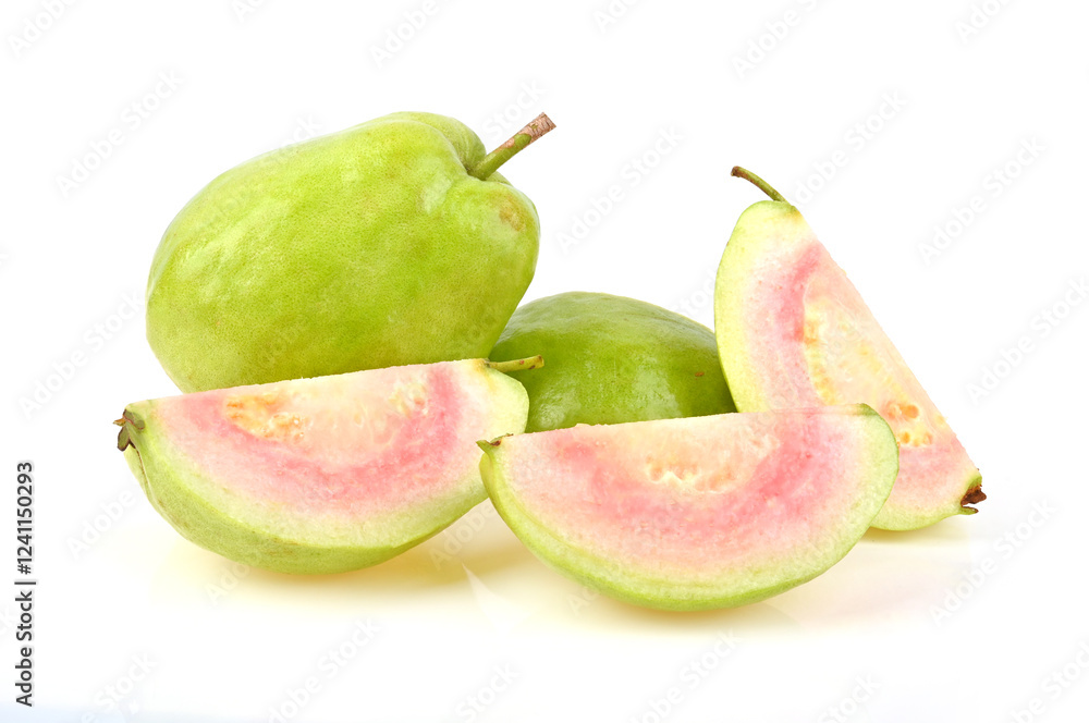 ieces of Guava fruit isolated on white background. ieces of Guava fruit isolated on white background.
