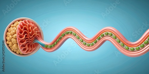 Minimalist Peristalsis: Wave-like Muscle Contractions Moving Food Bolus - Biology Education Stock Photo photo