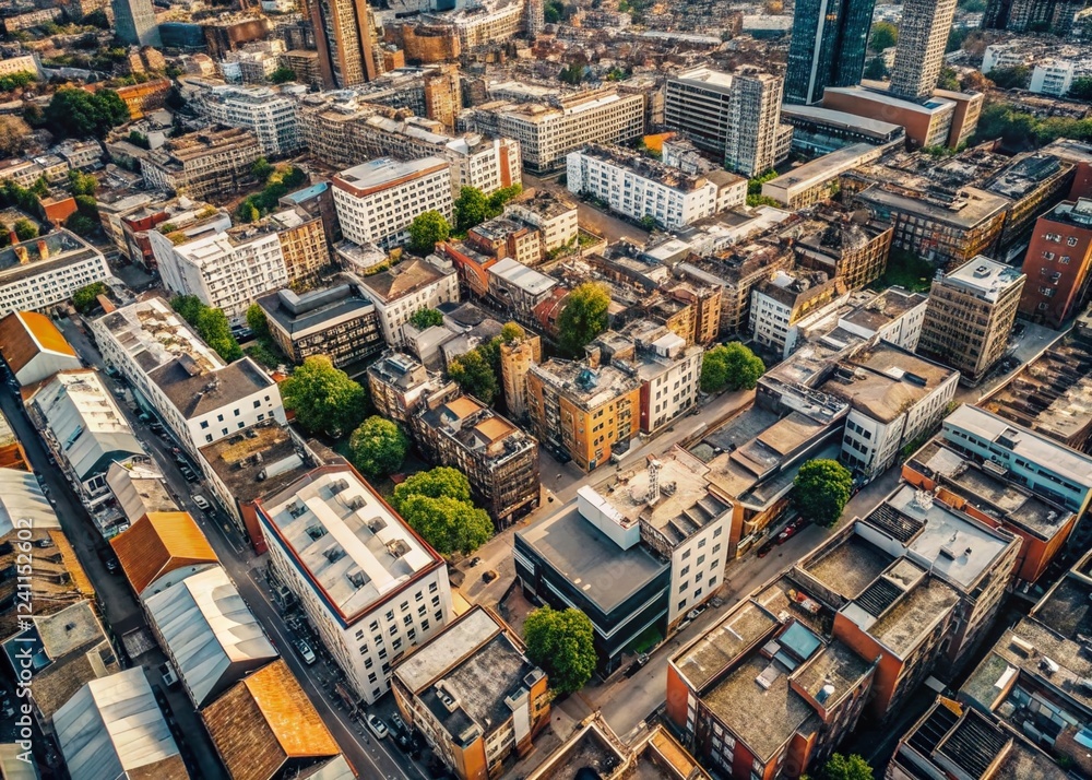 Minimalist Aerial View of Shoreditch, London: Urban Architecture & Street Art Minimalist Aerial View of Shoreditch, London: Urban Architecture & Street Art