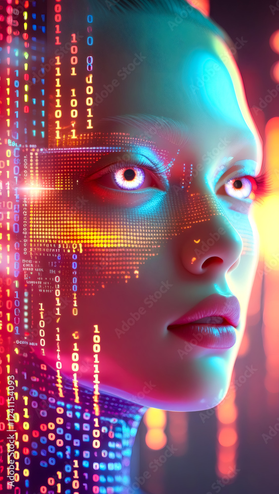 Ai-driven cyber beauty: a high-tech futuristic portrait blending digital aesthetics with neon cyberpunk themes, suitable for sci-fi visuals, ai concepts, and futuristic branding. Ai-driven cyber beauty: a high-tech futuristic portrait blending digital aesthetics with neon cyberpunk themes, suitable for sci-fi visuals, ai concepts, and futuristic branding.