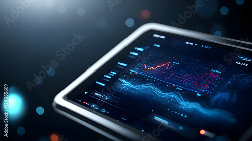 Close-up of a modern tablet displaying detailed financial data and analytics, showcasing innovative technology.