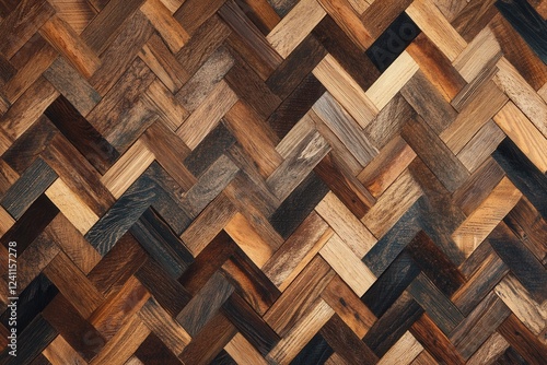 Textured Wooden Herringbone Pattern in Warm Natural Tones photo