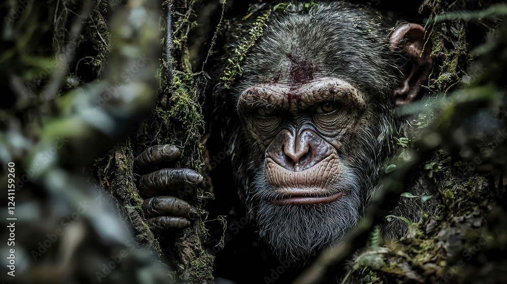Prince disguised as monkey faces perilous journey in enchanted jungle adventure tale fantasy realm close-up heroism Prince disguised as monkey faces perilous journey in enchanted jungle adventure tale fantasy realm close-up heroism