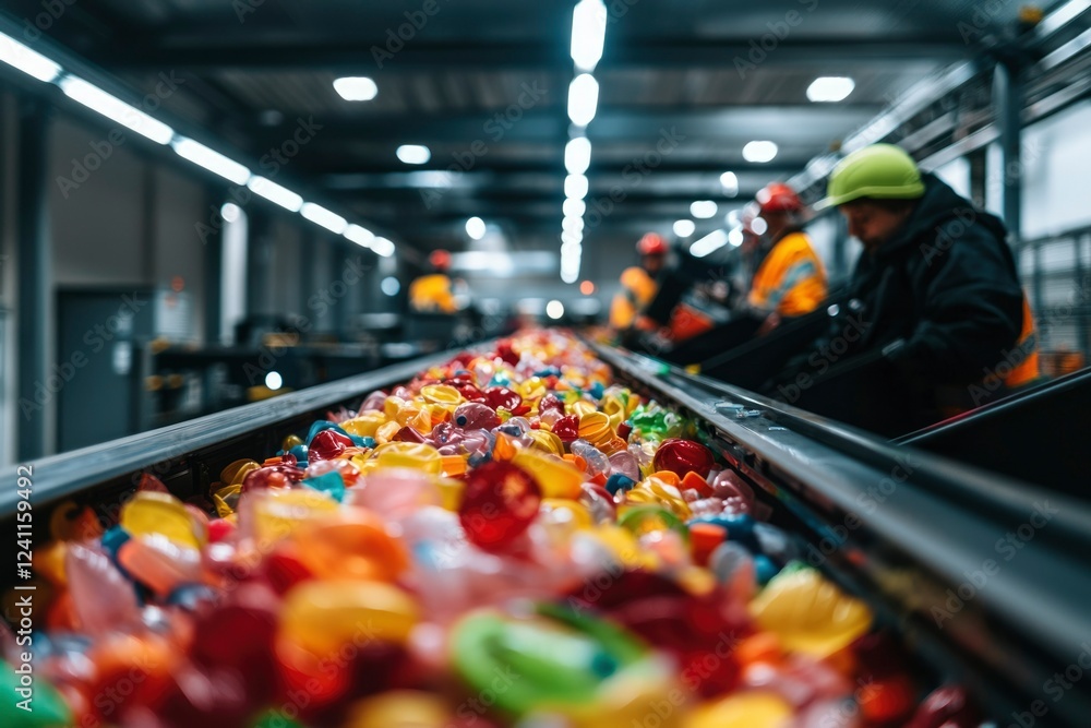 custom made wallpaper toronto digitalColorful Plastic Recycling Conveyor Belt Workers