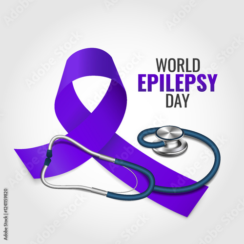 Vector Illustration of World Epilepsy Day. Epilepsy Awareness Ribbon.

