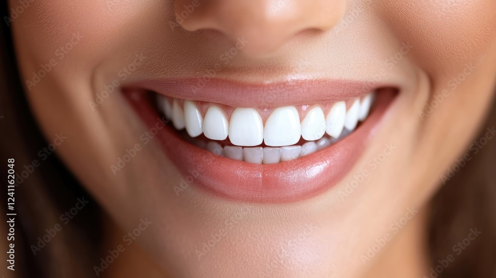 Fototapeta premium Close-Up of Beautiful Smiling Woman Showcasing White Teeth and Joy