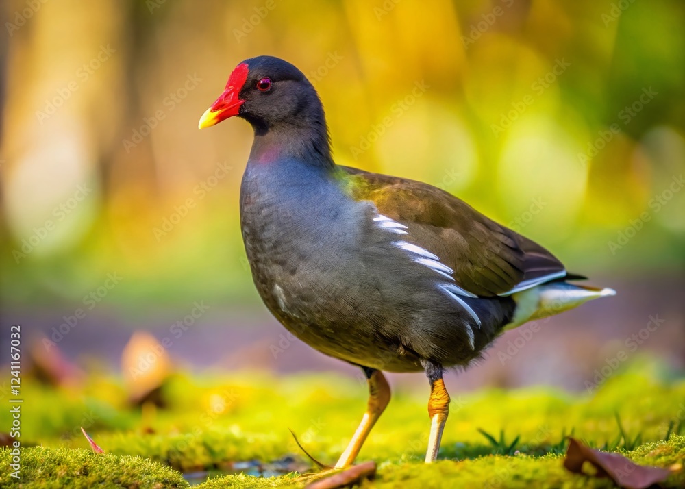 Moorhen Bird on Land - High-Resolution Wildlife Stock Photo Moorhen Bird on Land - High-Resolution Wildlife Stock Photo
