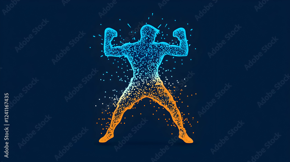 Powerful athlete, victorious pose, dark background, digital art, fitness motivation Powerful athlete, victorious pose, dark background, digital art, fitness motivation