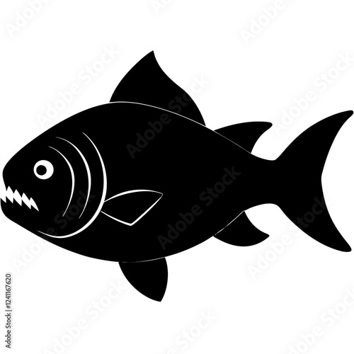 pirhana fish on white background