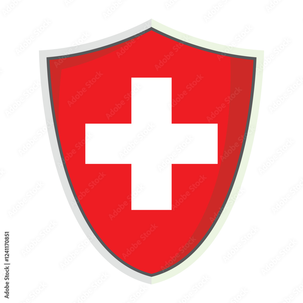 Swiss national flag shield Badge Swiss national flag shield Badge