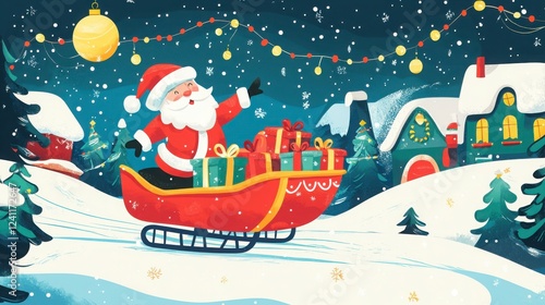 Holiday Celebration In A Winter Village With Festive Decor