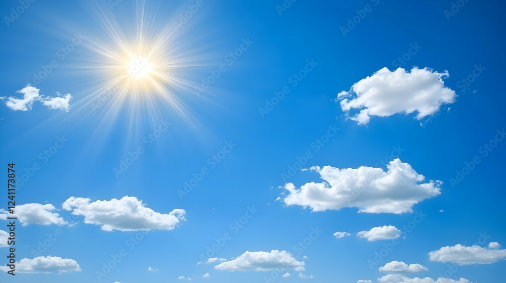 Sunny day, bright sun, blue sky, fluffy clouds, summer weather; ideal for travel brochures Sunny day, bright sun, blue sky, fluffy clouds, summer weather; ideal for travel brochures