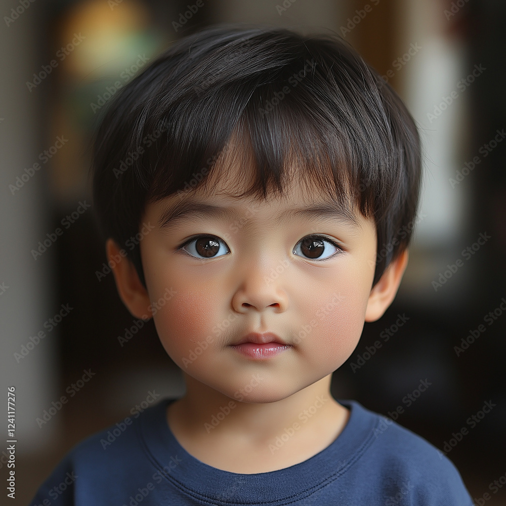 Charming Little Boy with Soft Lighting: Emotional Portrait Charming Little Boy with Soft Lighting: Emotional Portrait