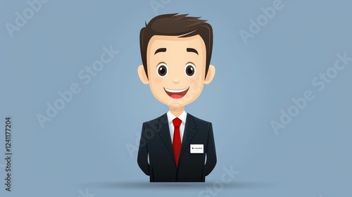 Professional cartoon man in a suit, perfect for business and corporate themes photo