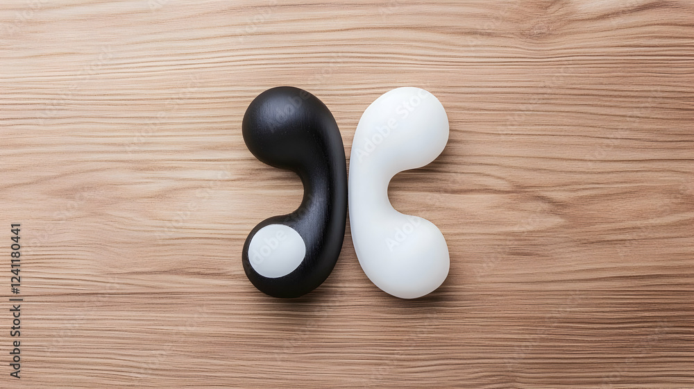 Yin Yang symbols on wood, balance concept, zen background, meditation imagery, spiritual well-being Yin Yang symbols on wood, balance concept, zen background, meditation imagery, spiritual well-being