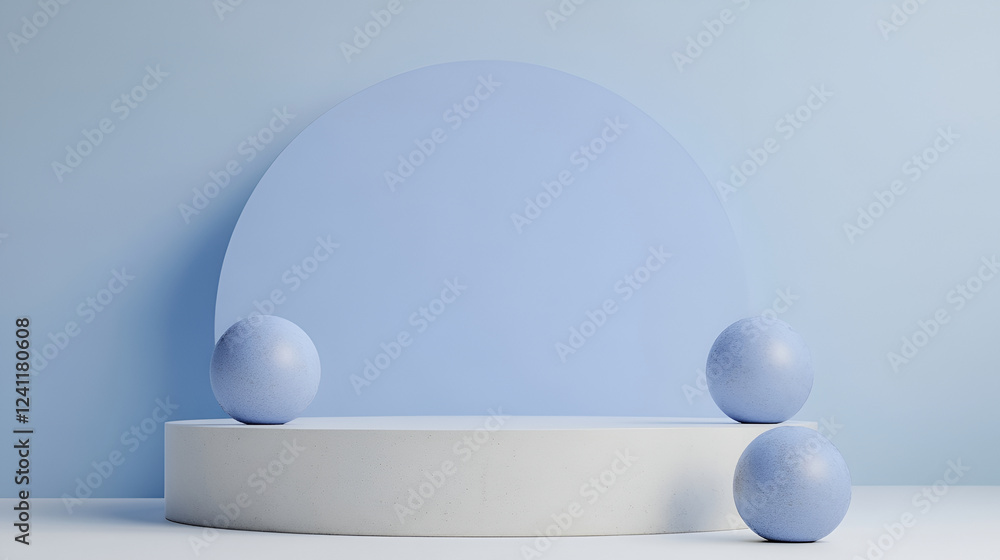 minimalist scene with a light blue cylindrical podium as the central focus, likely for displaying a product or object , The backdrop features an arched, white wall with a subtle play of light minimalist scene with a light blue cylindrical podium as the central focus, likely for displaying a product or object , The backdrop features an arched, white wall with a subtle play of light