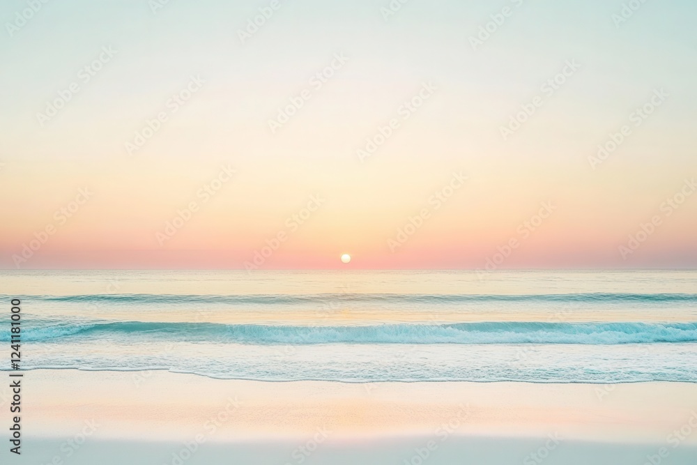 A tranquil seascape featuring a soft sunset, casting pastel hues across the sky and reflecting on gentle ocean waves. A tranquil seascape featuring a soft sunset, casting pastel hues across the sky and reflecting on gentle ocean waves.