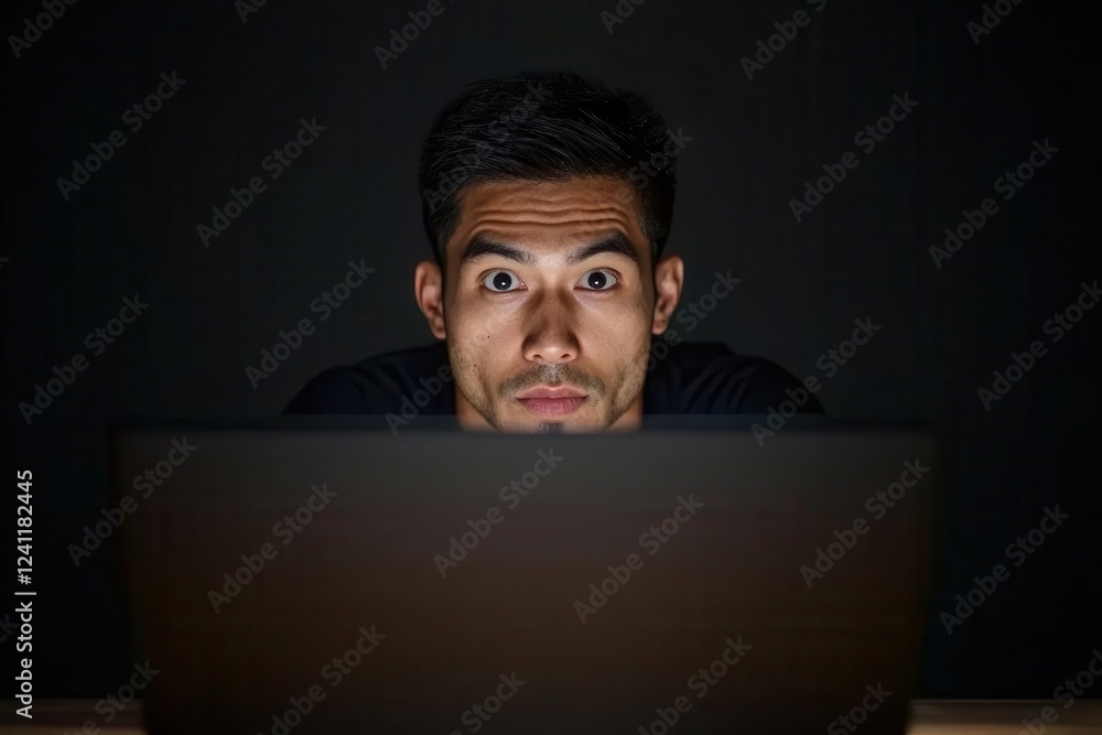 Corrupt employee looking at stolen financial data on a computer screen, symbolizing insider trading and corporate theft Corrupt employee looking at stolen financial data on a computer screen, symbolizing insider trading and corporate theft