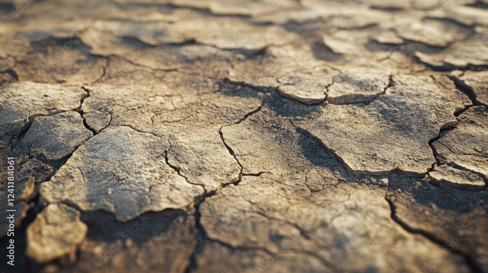Fototapeta premium Dry Cracked Soil Texture Background for Nature and Environment Projects