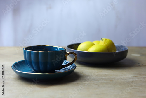 cup of tea with lemons, still life
