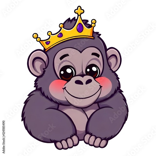 Adorable Baby Gorilla Wearing a Crown photo