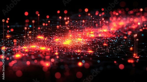Wallpaper Mural Abstract Network Data Visualization Red And Black Torontodigital.ca
