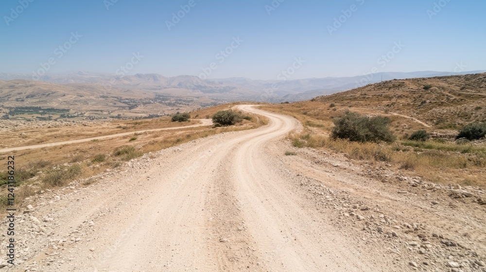 Winding desert road, mountain view, travel, adventure Winding desert road, mountain view, travel, adventure