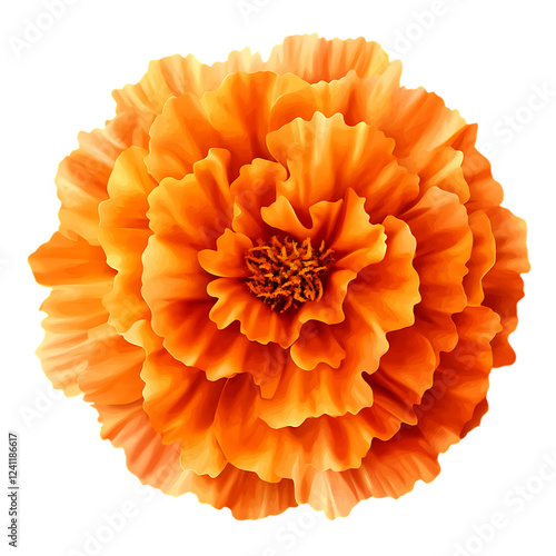 A vibrant orange flower with a deep center, presumably a tulip, isolated against a white background.