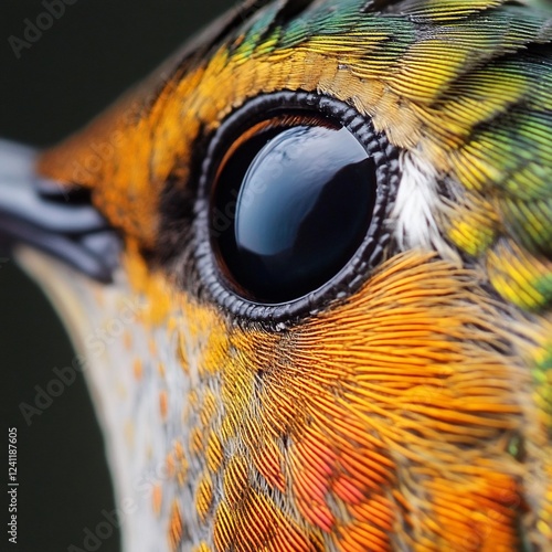 Magnificent Hummingbird Eye Close-Up: A Vivid Display of Nature's Beauty photo