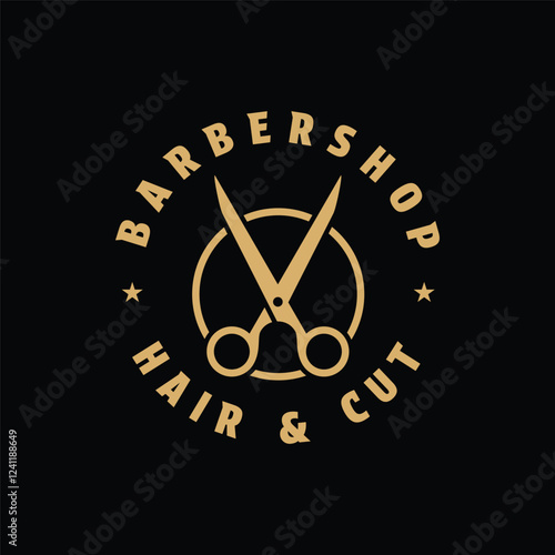 scissor salon logo design gold concept for barbershop