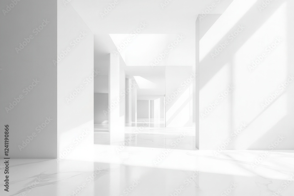 Obraz premium minimalist 3d rendering of a white interior, emphasizing clean lines and modern aesthetic, showcasing the beauty of simplicity and functional design