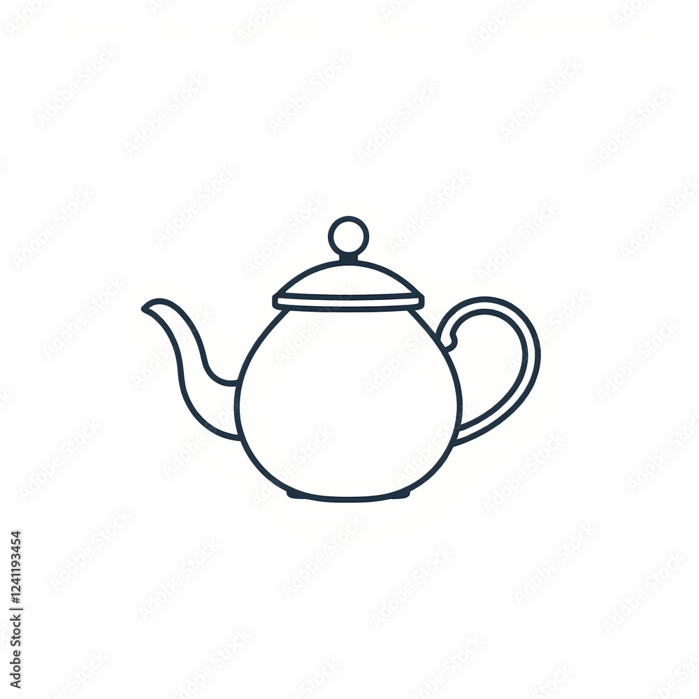 Simple black teapot outline icon on white background Simple black teapot outline icon on white background