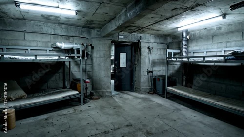 Classic bunker for shelter. AI-generated. 