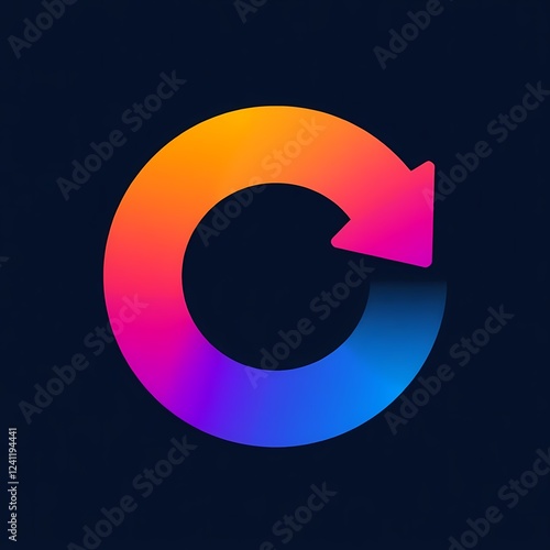 Gradient circular arrow icon on dark background